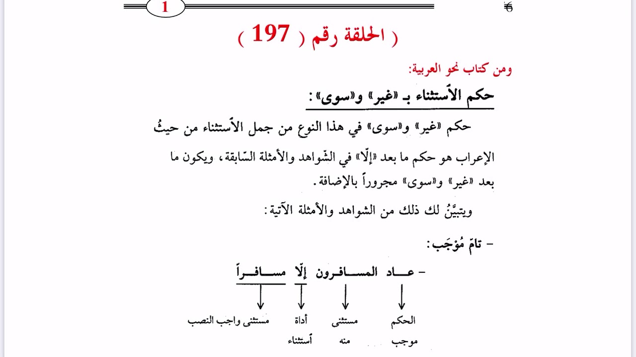 ١٩٧. المستثنى بغير وسوى