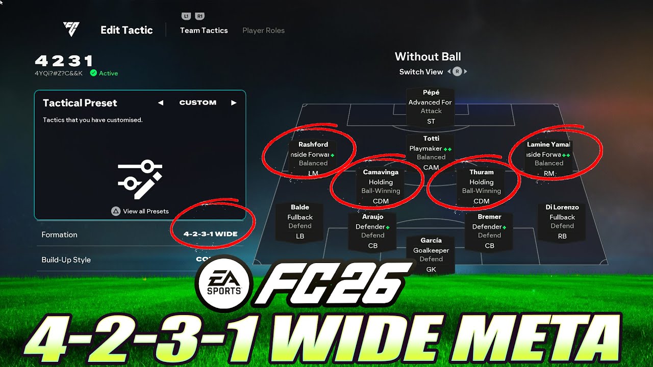 FC 26 MOST META 4-2-3-1 Широкие пользовательские тактики и роли игроков, которые приведут вас в э...
