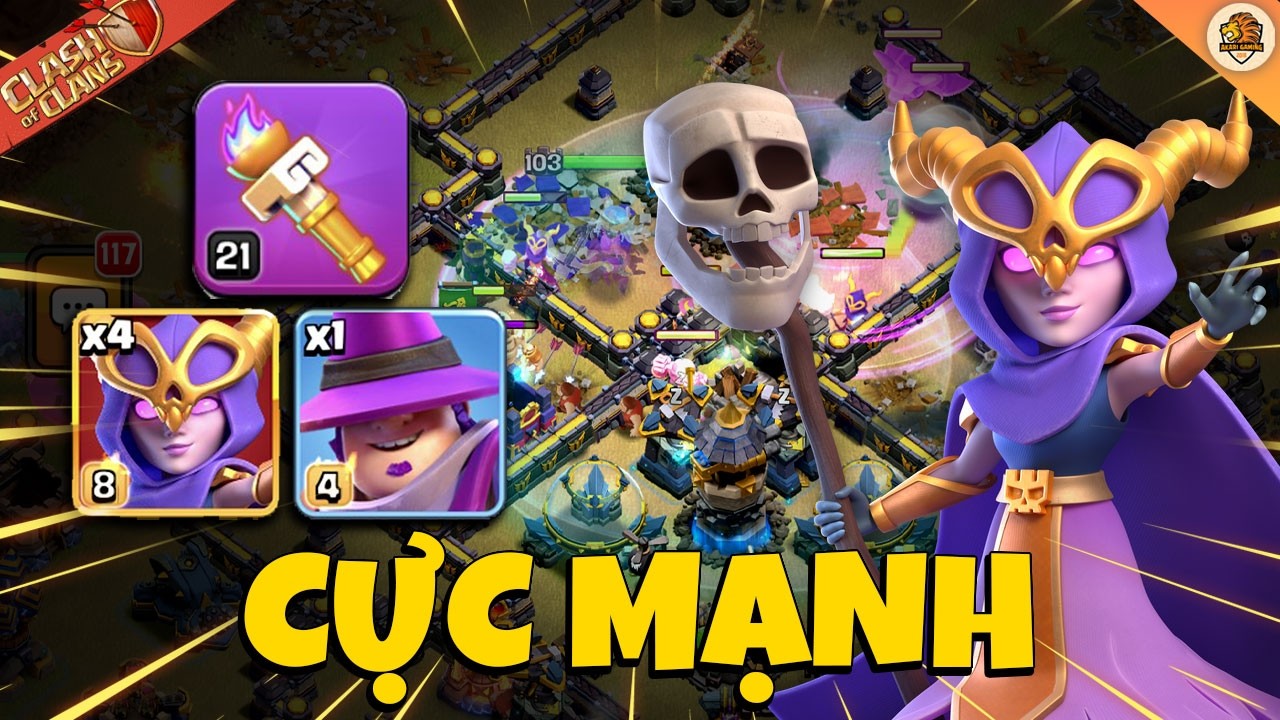 Super Witch Ngọn Đuốc Hào Hùng Đánh Càn Cực Mạnh Combo TH18 Clash of clans | Akari Gaming