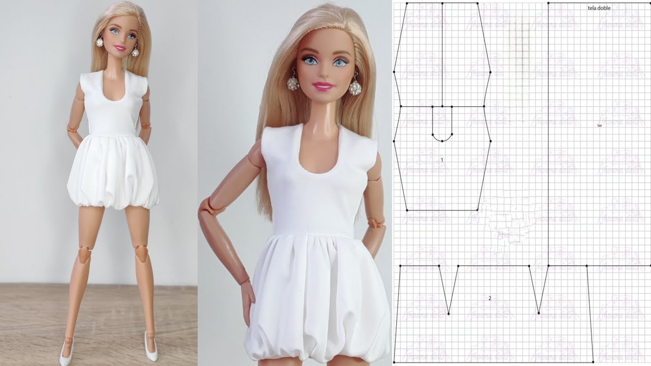 184 vestido tipo globo para Barbie (patrones en la descripción)