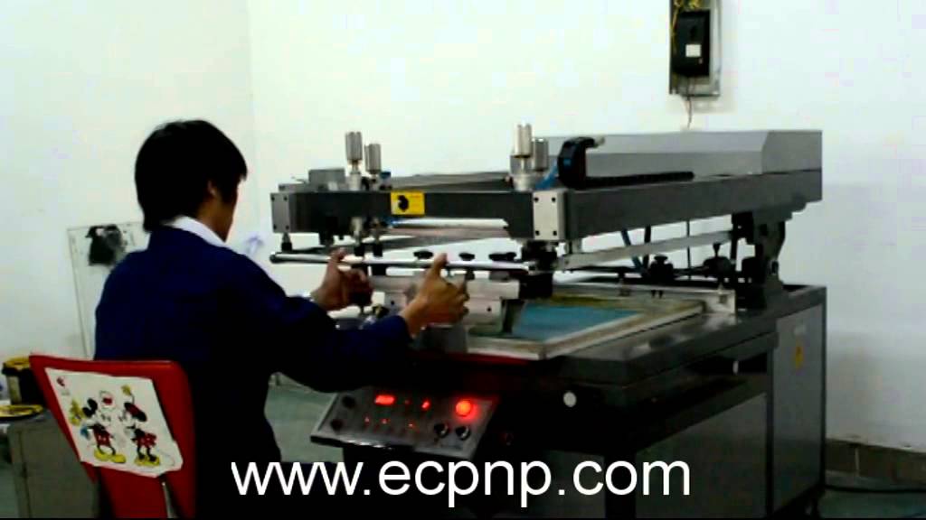 Tilted-arm Flat Bed Screen Printer with Vacuum Table
