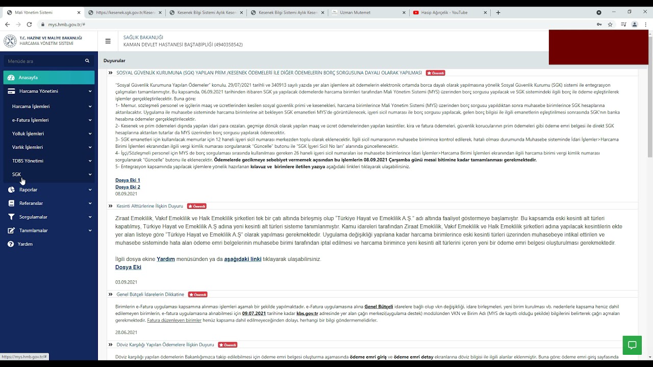 Mys Sgk Emanet Modülü -5 ( 5510 Terfi- Asıl bildirge gönderme işlemi)