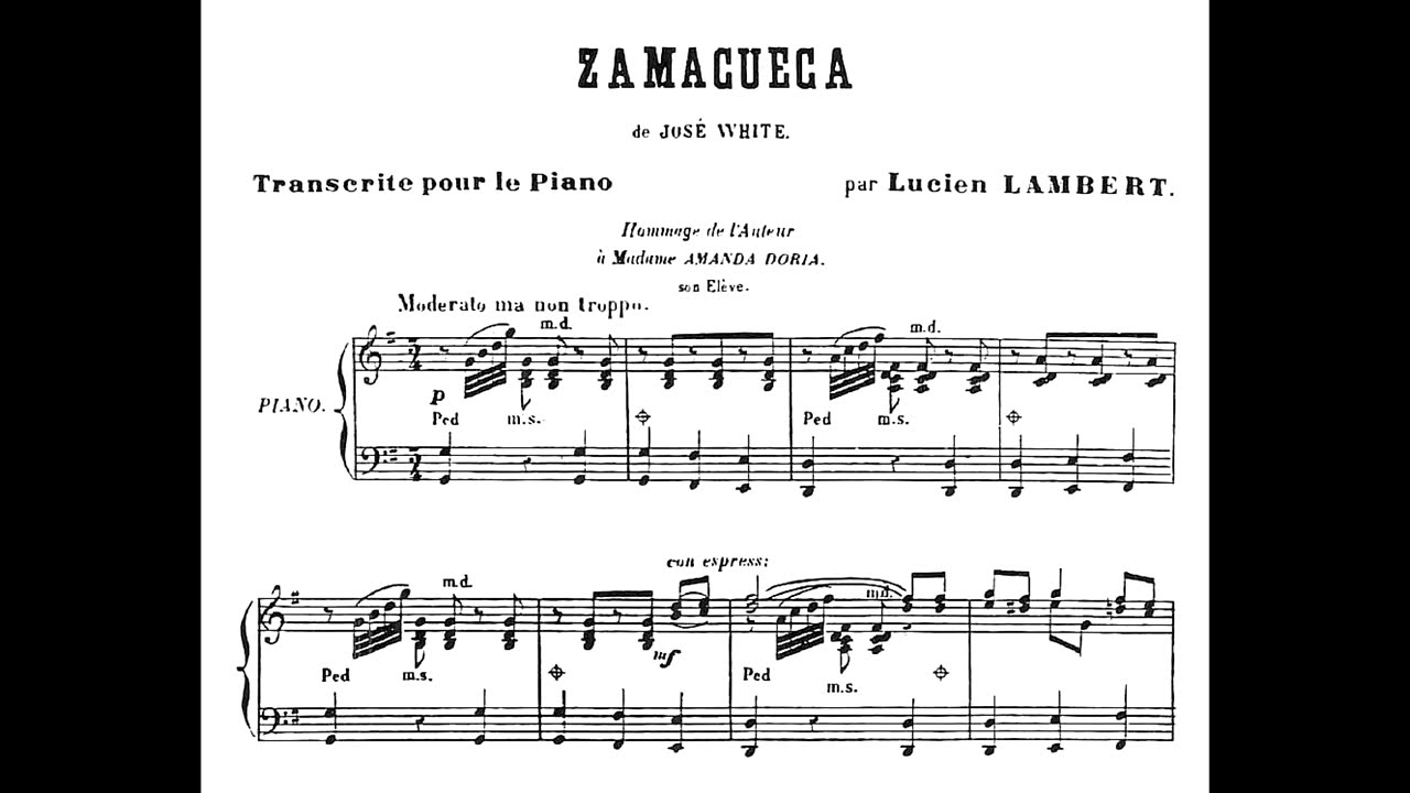José White - Zamacueca (transcr. Lambert) (André Pédico, piano)