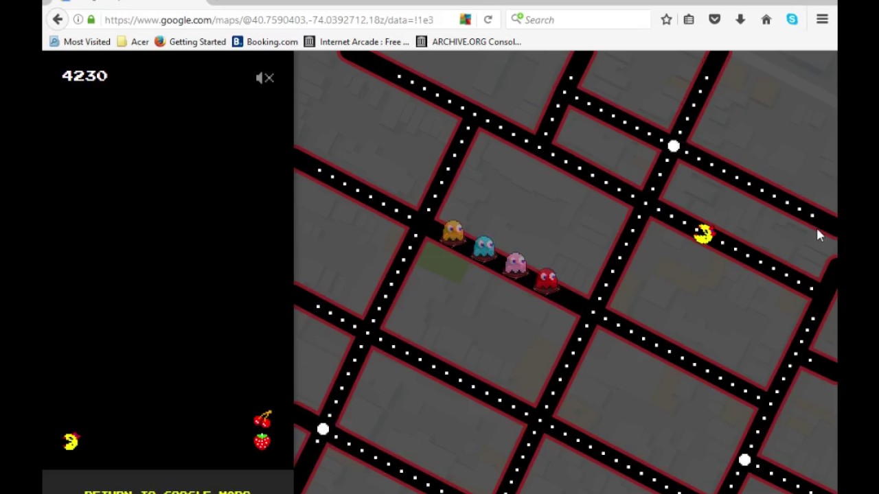 Google Maps Ms. Pac-Man April 1st, 2017 demo