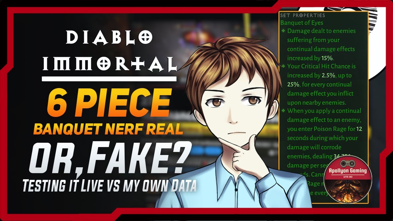 6 Piece Banquet Nerf Real Or Its Fake? Testing Live Vs My own Data- Diablo Immortal