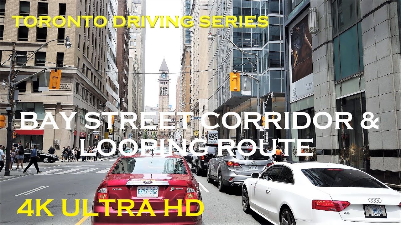 Downtown Toronto Drive - Cruising Bay Corridor & doing a looping route [4k video]