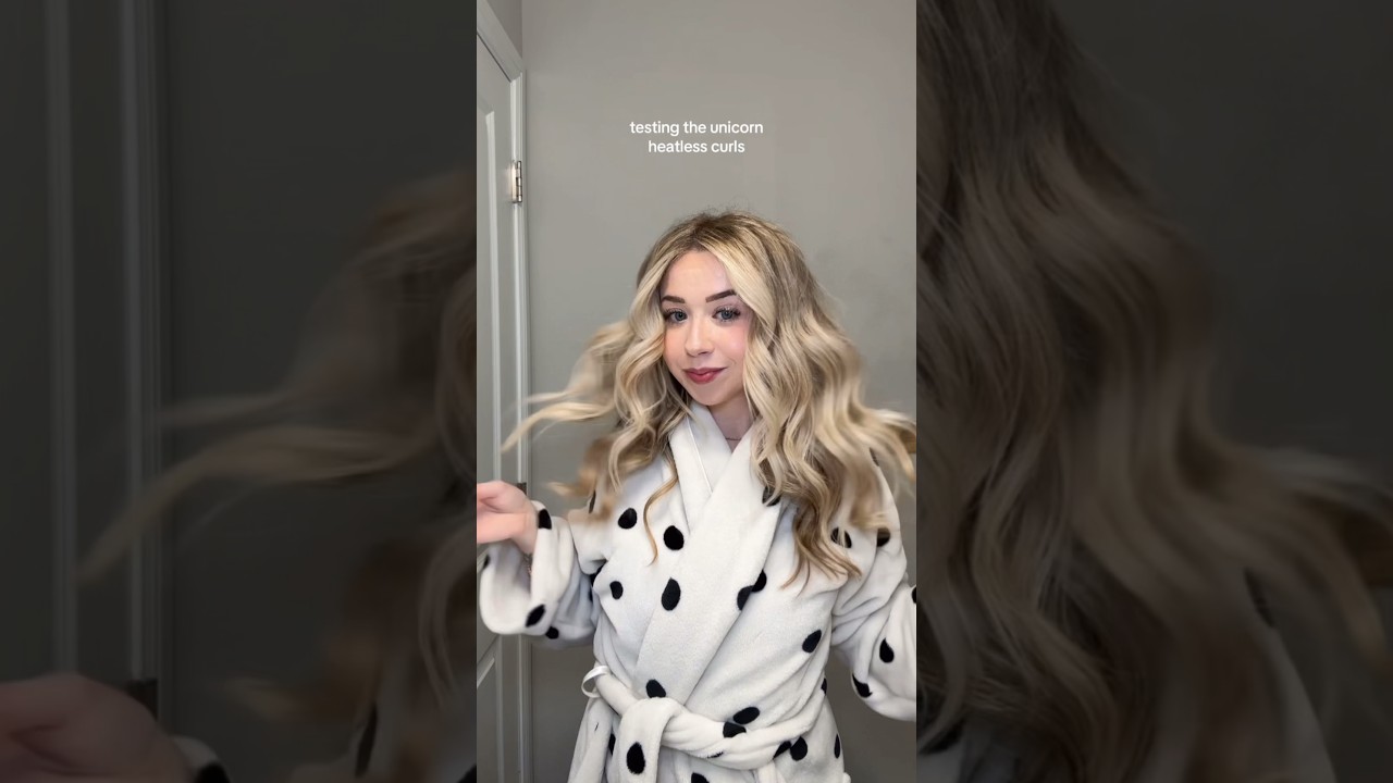 TESTING UNICORN HEATLESS CURLS🦄🩷🫶🏼 #heatlesshairstyles #heatlesscurls #beauty #hairstyle