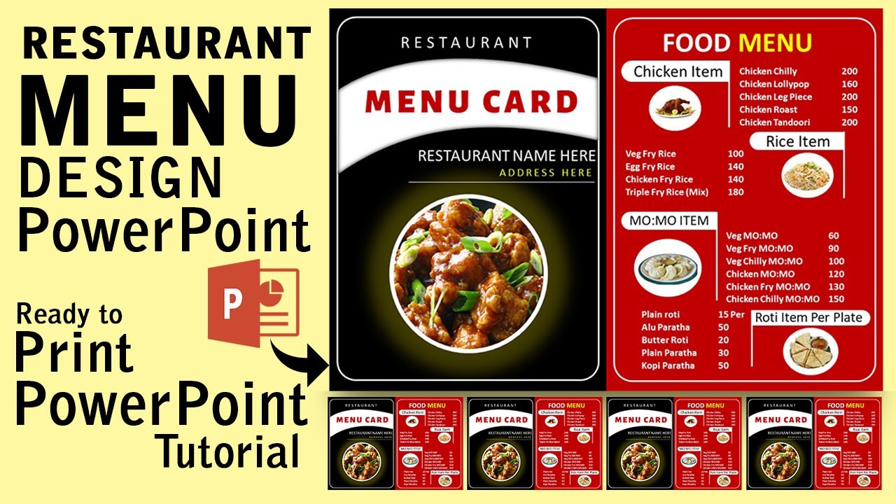 PowerPoint Restaurant Menu Design || How to make Restaurant food menu card design ||