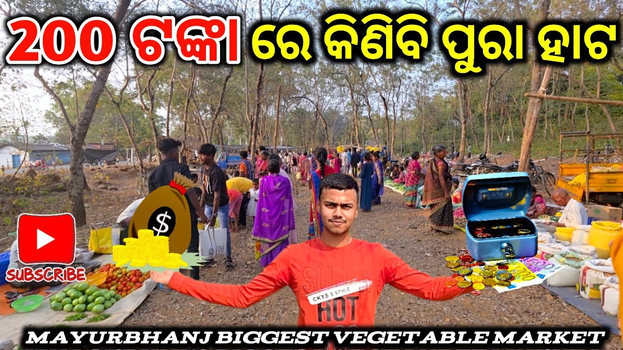 200 ଟଙ୍କା ରେ କିଣିବି ପୁରା ହାଟ // Mayurbhanj Biggest Vegetables Market // Odisha Mayurbhanj //