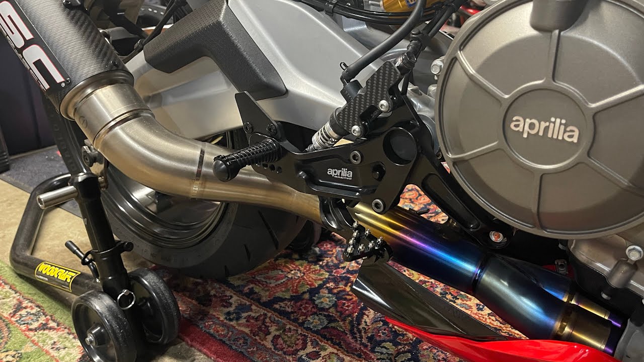 2026 Aprilia RS660. “APRILIA Racing” (Spider) Rearsets, Dirtbike Brake Pedal & Robem Return Spring
