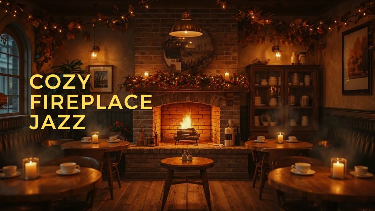 Smooth Jazz Café ☕ Cozy Fireplace Ambience for Study & Relax