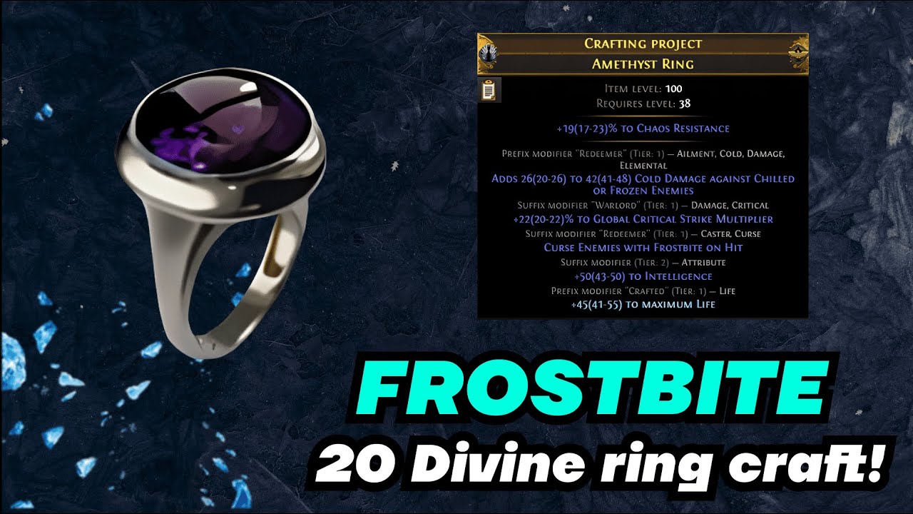 POE 20 Divine FROSTBITE Ring craft!