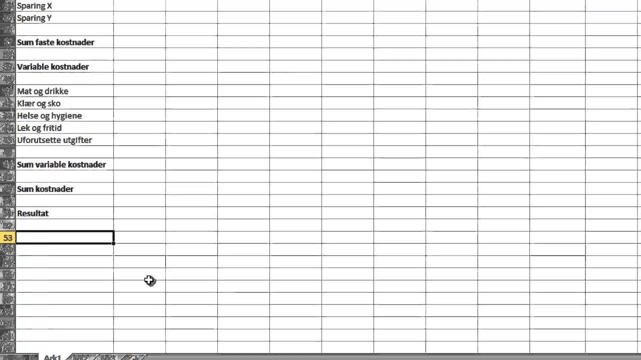Excel 2010 (Norsk) - Budsjett - Nybegynnere -  Del 1 - Sette opp et budsjett for privatøkonomien