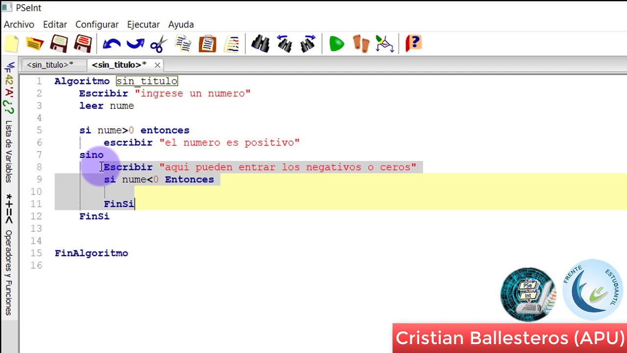 determinar si un numero es positivo negativo o cero en Pseint Clase online