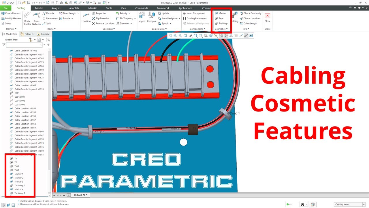 Creo Parametric - Cabling - Cosmetic Features