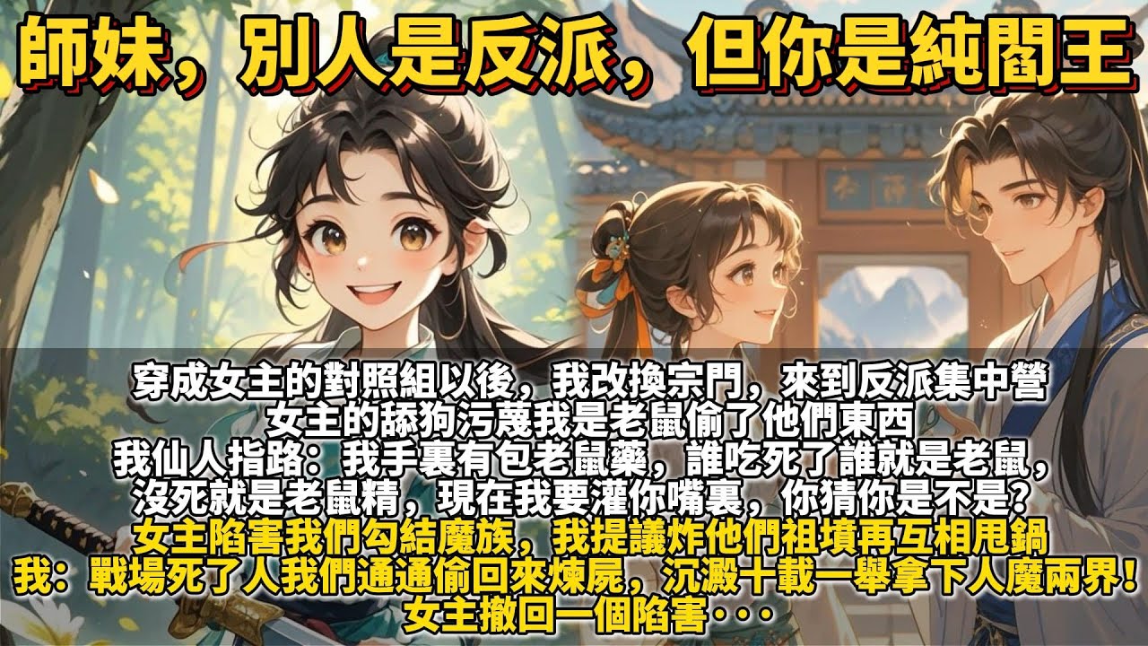 完結腦洞沙雕文：師妹，別人是反派，但你是純閻王。穿成女主的對照組以後。我改換宗門，來到反派集中營。女主的舔狗污蔑我是老鼠偷了他們東西。 我仙人指路：我手裏有包老鼠藥，誰吃死了誰就是老鼠，沒死就是老鼠精