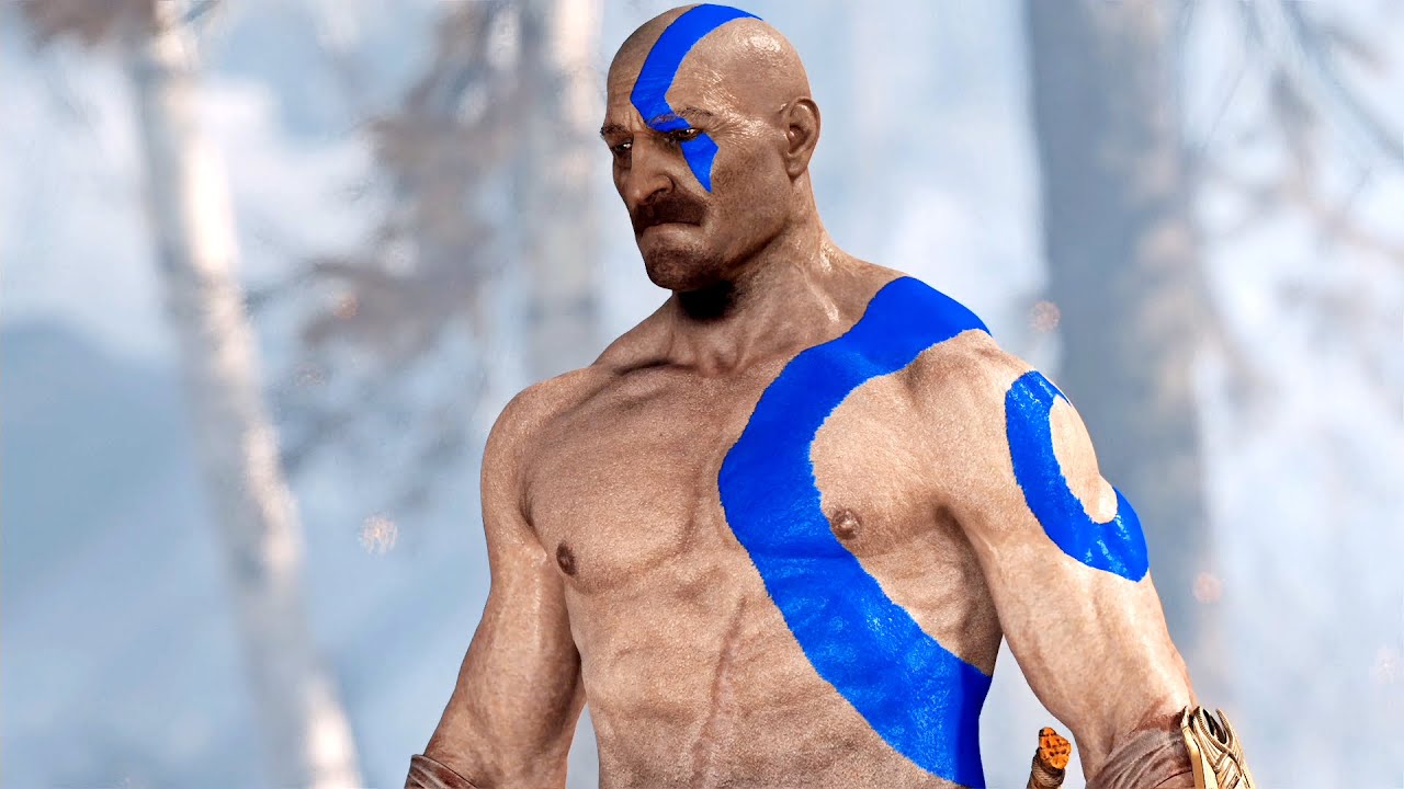 Kratos' Original Blue Tattoos