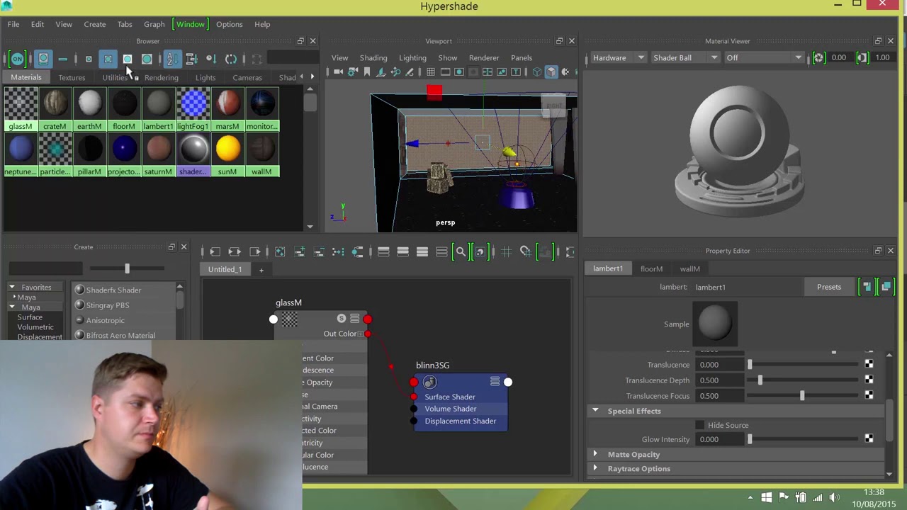 #38 How to create Glass in Maya 2016  Simple glass material  texture