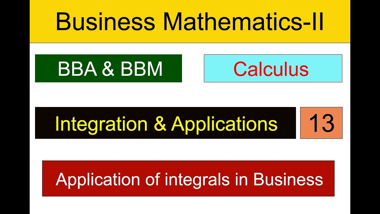 Application of integration Business Mathematics-2 || BBA-II math || BBM math || #integration