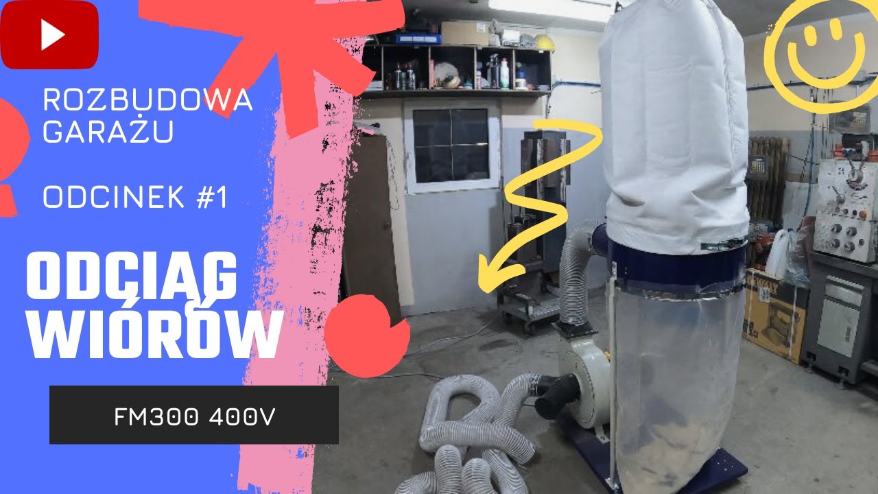 Odciąg wi&oacute;r&oacute;w w stolarni CORMAK FM300 400V, montaż i kr&oacute;tki test działania.
