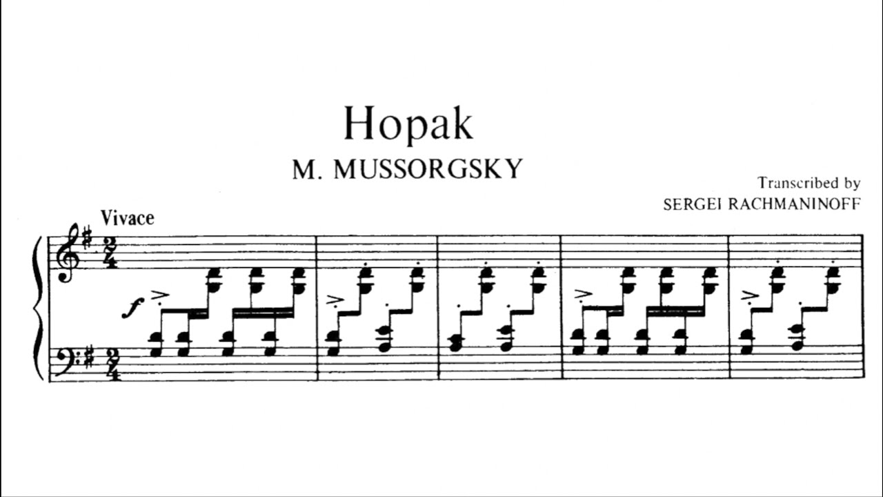 Rachmaninoff plays Mussorgsky - Sorochintsy Fair: Hopak