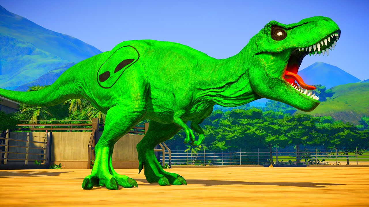 Dinossauro Rex Verde - Jogo de Dinossauro Jurassic World Evolution