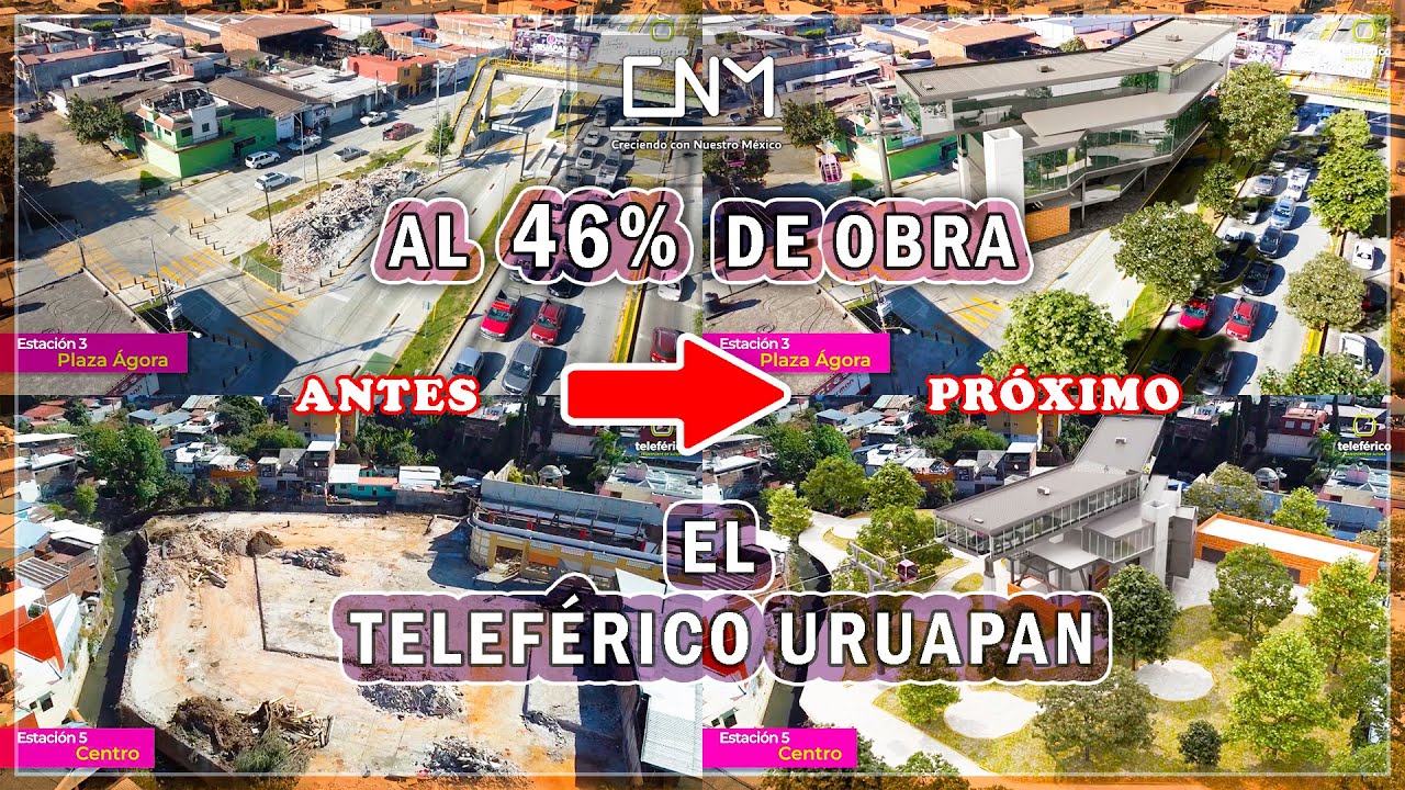Teleférico Uruapan avanza con la construcción de torres, con un avance del 46% de obra, Michoacán