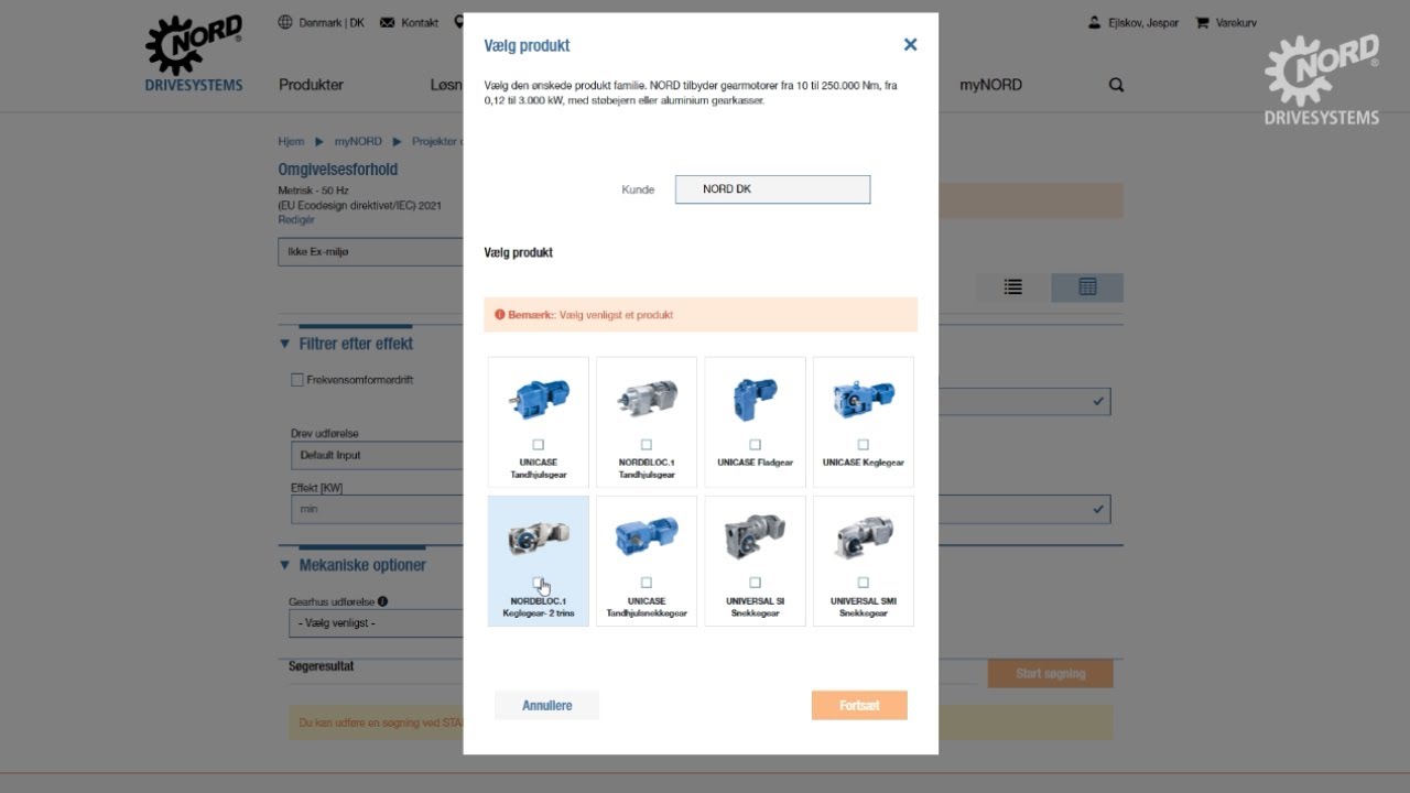 NORD DRIVESYSTEMS | Product | myNORD - danish