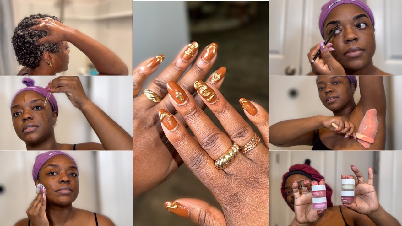 Self Care Day | 1 Month Old Mini Twists | Skincare | DIY Wax + Brow Tint + Gel Nails + Lashes
