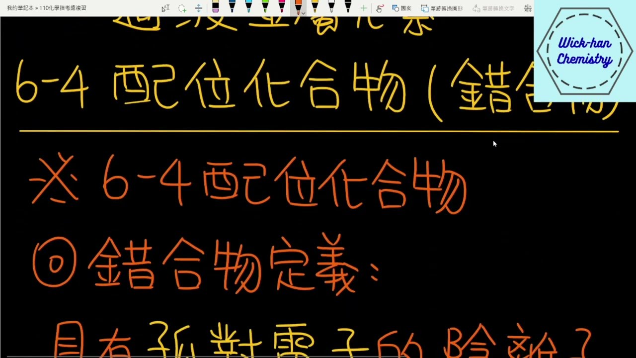 [110化學指考總複習(10-1)] 選修化學(下) Ch6.無機化合物 | 錯合物 | 錯離子 | 配位共價鍵 | 牙基 | 配位基 | 錯合物形狀