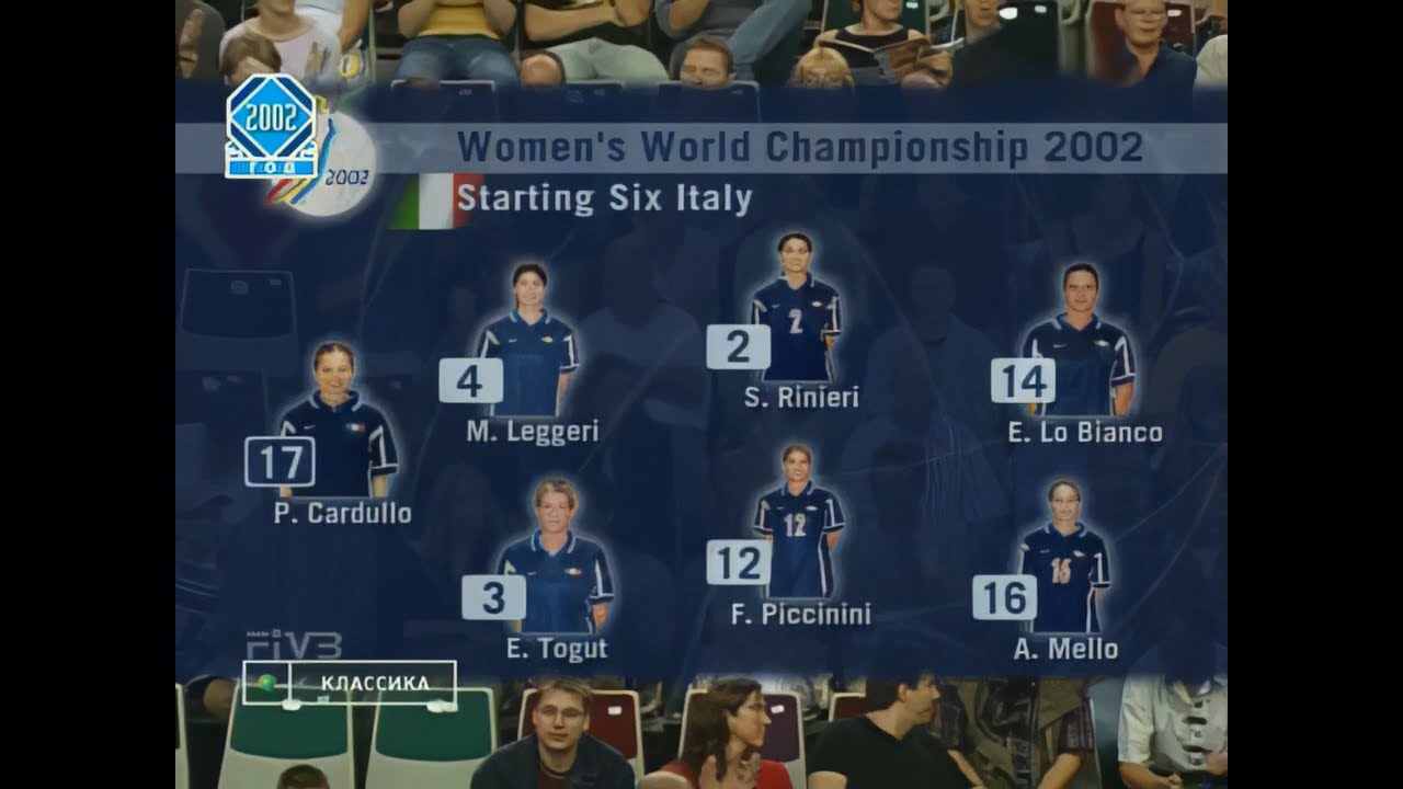 VOLLEYBALL - WCH W - 2002 - 2nd round - Italy vs Russia   Russian commentary - Restored