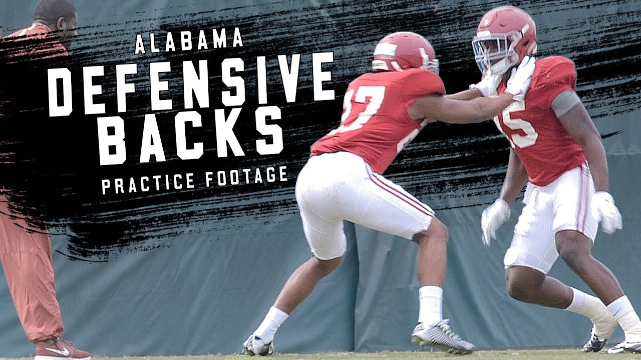 See Alabama's defensive backs run drills during spring practice