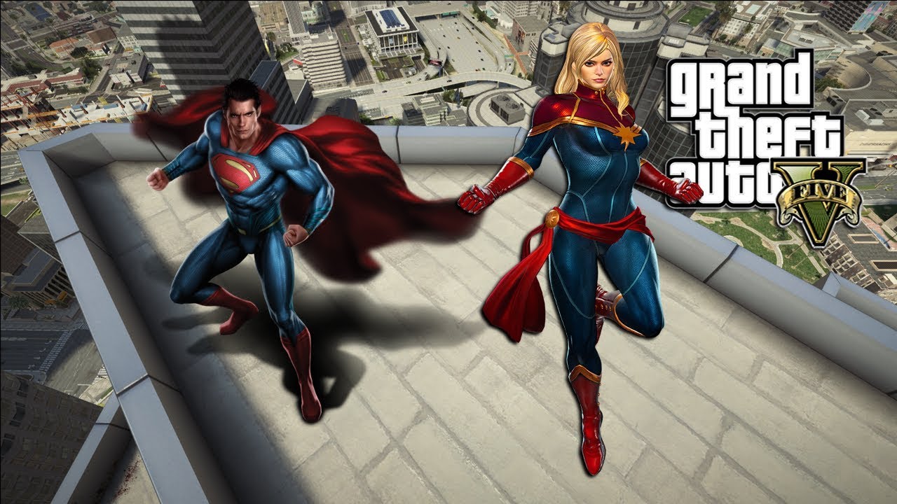 GTA 5 - CAPTAIN MARVEL VS SUPERMAN (GTA 5 PC MODS)
