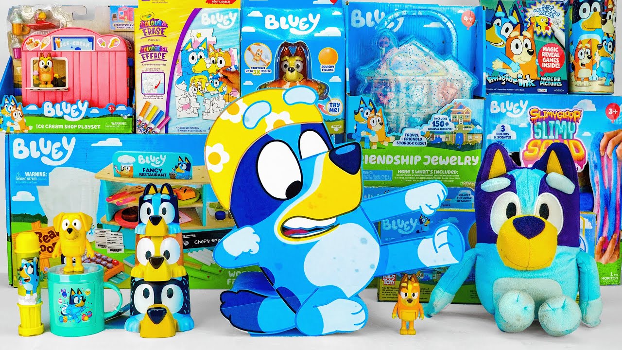 Bluey Toy Collection Unboxing Review 💙 Mystery Funny Bluey Box & Bluey Ice Cream Shop Playset