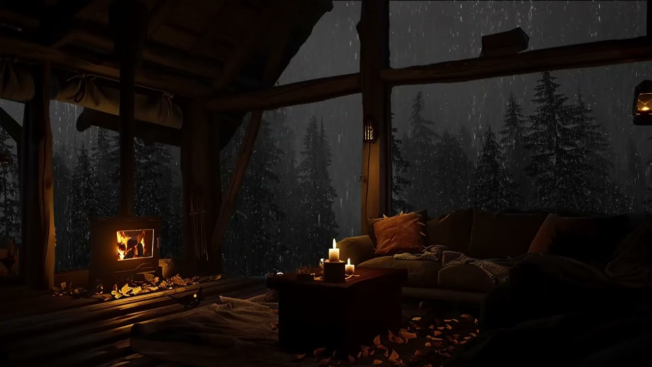 Tempest Glow Cabin Escape 🌧️ | Serene Rainfall Audio for Stress Recovery and Focus Mode