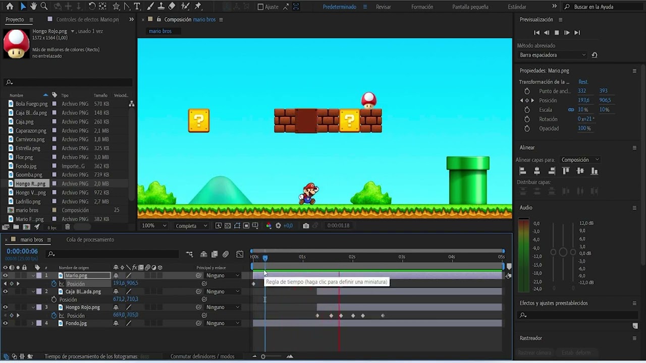 animaciones basicas para super mario bros