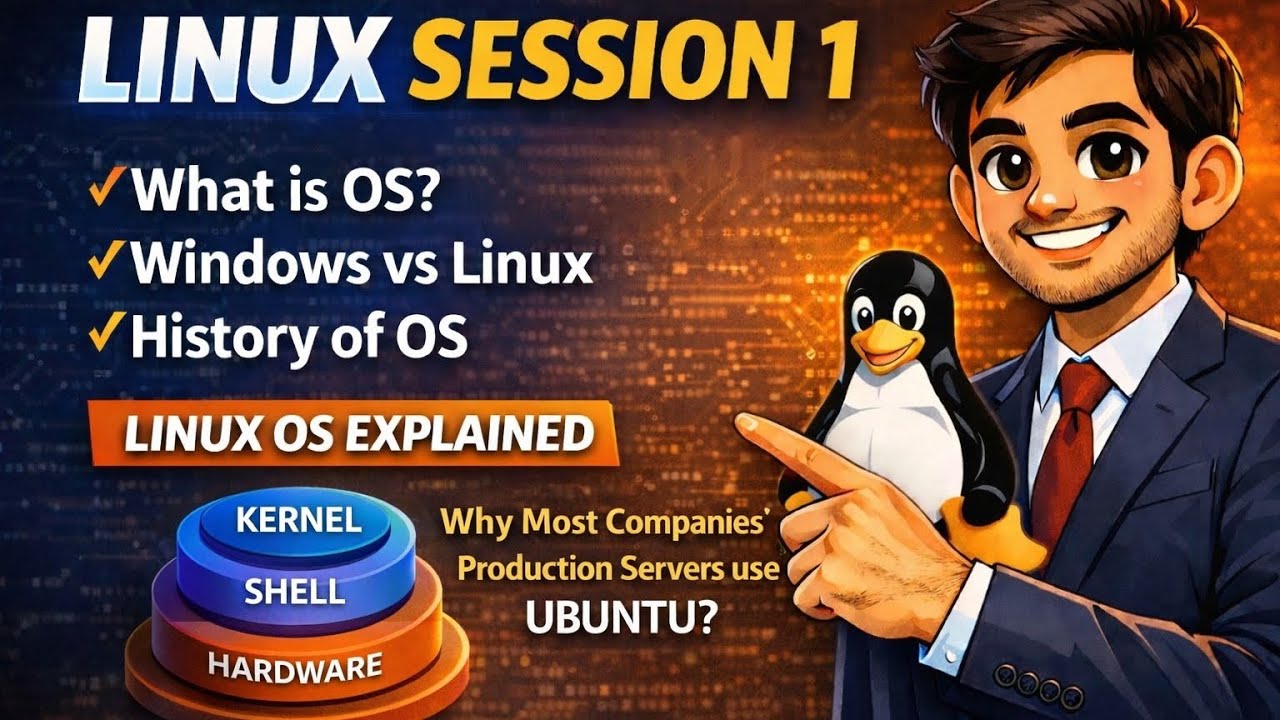 Linux for Beginners | Session 1 | What is OS & Linux? | Windows vs Linux | Kernel Explained #linux