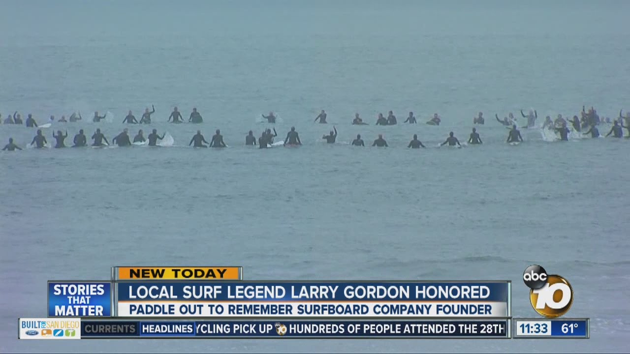 Paddle out held in honor of local surfing icon Larry Gordon