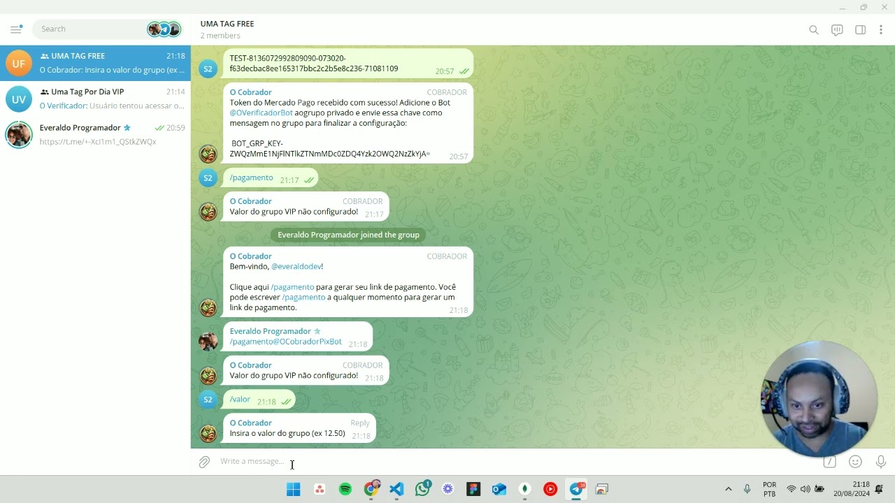 Bot de Telegram para Integra&ccedil;&atilde;o com Mercado Pago