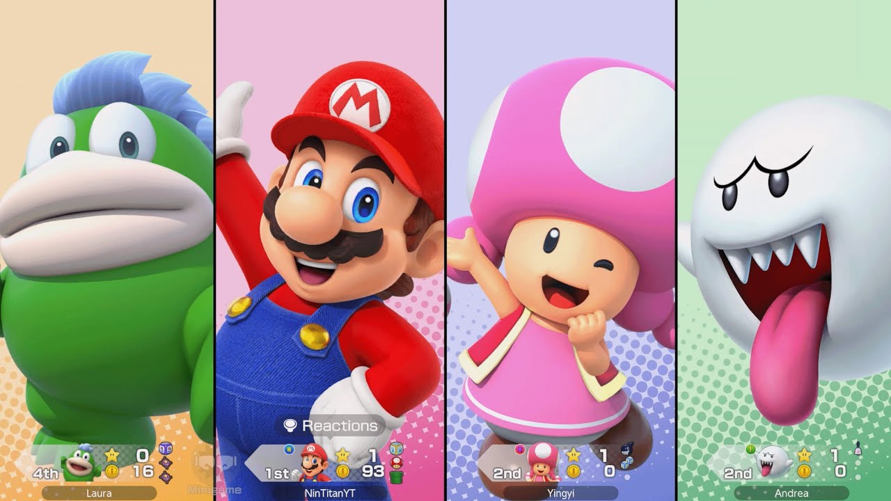 Super Mario Party Jamboree - Mario vs Boo vs Toadette vs Spike - Rainbow Galleria