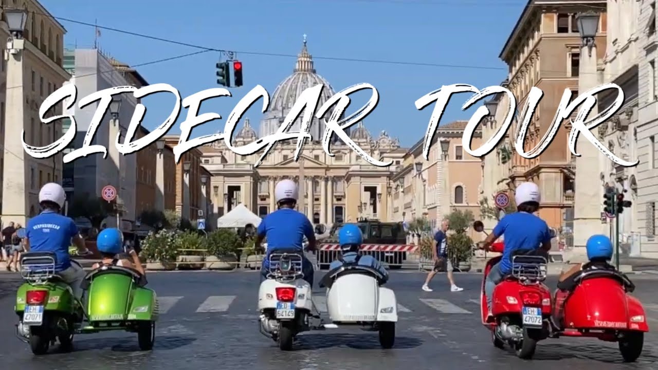 【観光】美人ガイドさんと行くベスパ・サイドカーツアー　ローマ　イタリア　Vespa Sidecar Tour in Rome sottotitoli in italiano