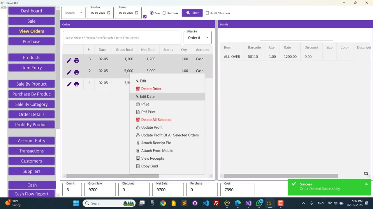 HOW TO DELETE ORDER IN ULTRA POS