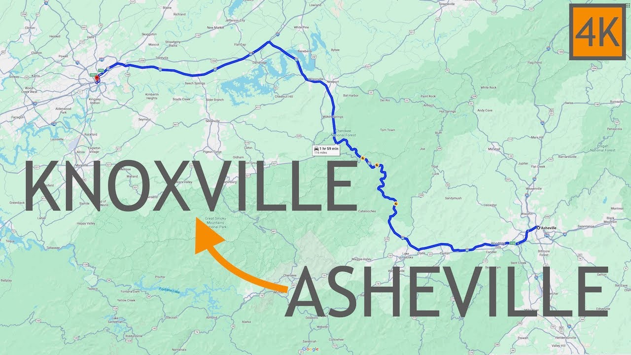 Driving Asheville North Carolina to Knoxville Tennessee 4K - Road Trip Drive