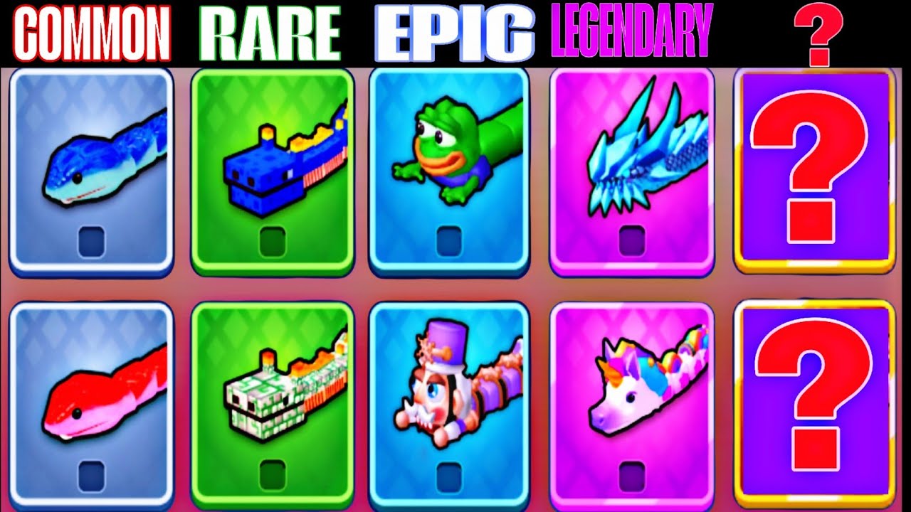 ALL Snake Skins Compared! COMMON vs RARE vs LEGENDARY vs VIP- Snake Clash IO Battle