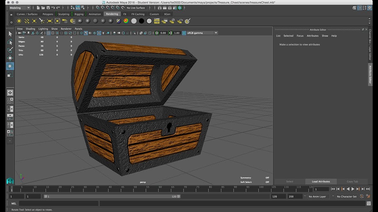 Treasure Chest - model, texture, and bump map tutorial. Maya 2016 & Photoshop CS6