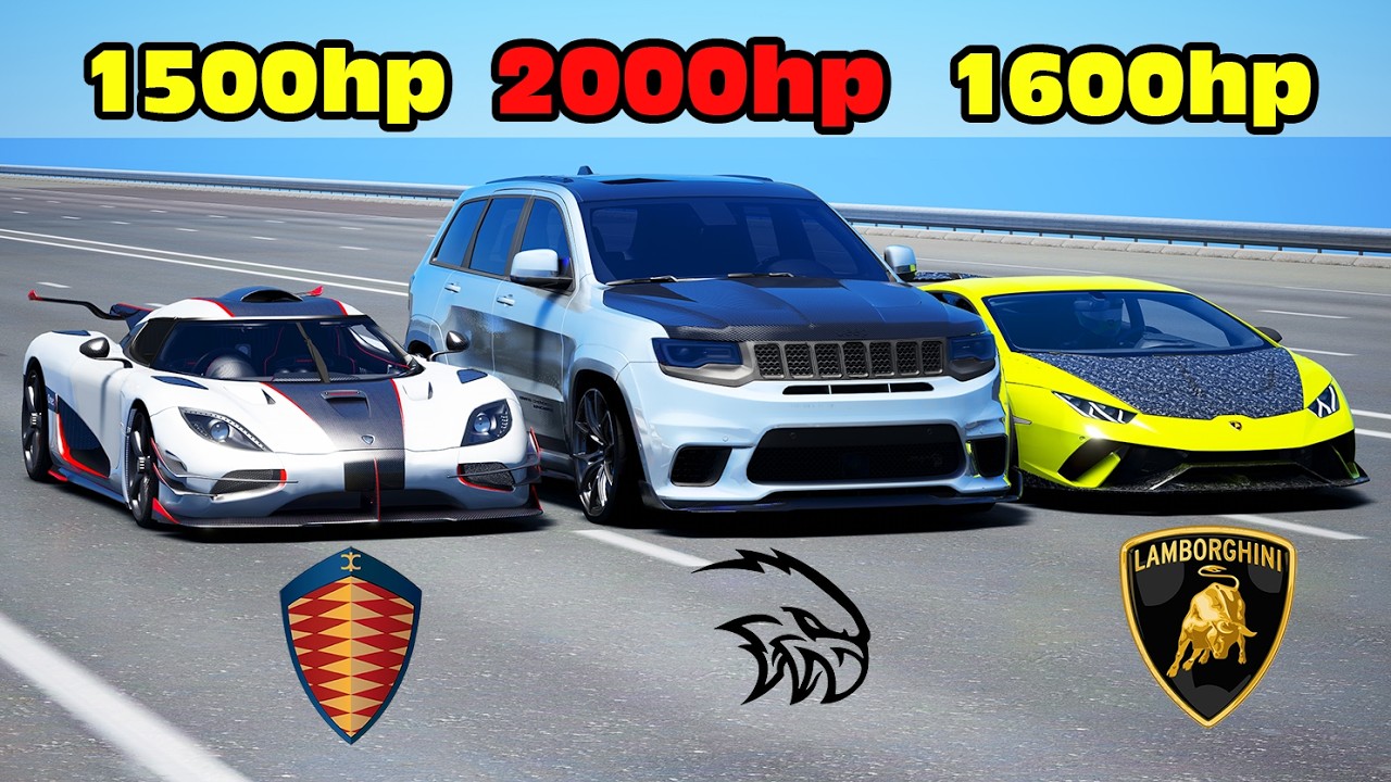 2000HP SRT Trackhawk vs Lamborghini Huracan vs Koenigsegg One:1 DRAG RACE