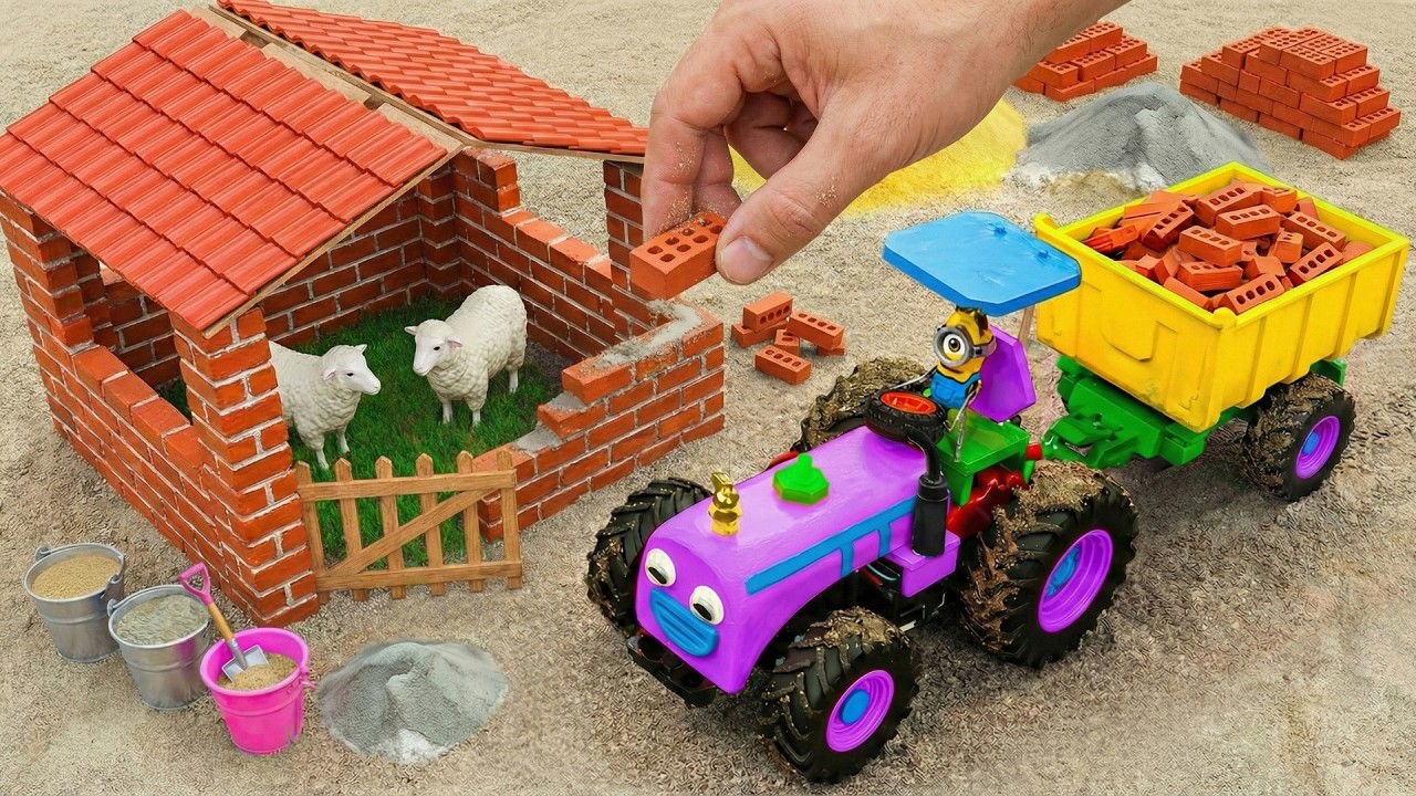 Top Most DIY Mini Tractor Project | Building a Brick Sheep Barn | Science Project