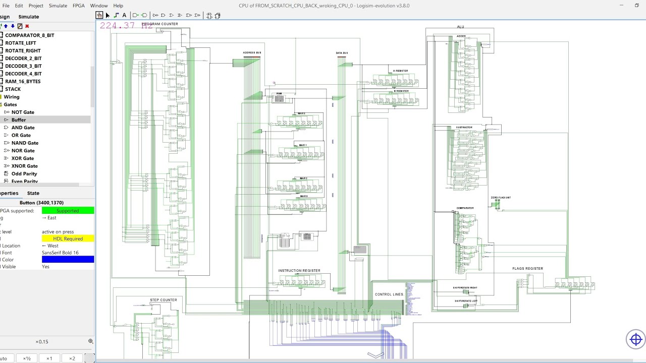 8-BIT CPU from Logic Gates . (Rebuilt) (Preview) Logisim Evolution
