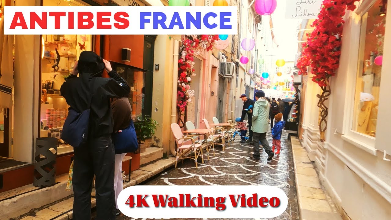 Antibes - France Walking Video - Rainy Day - What's Hiding in the Streets of Antibes?
