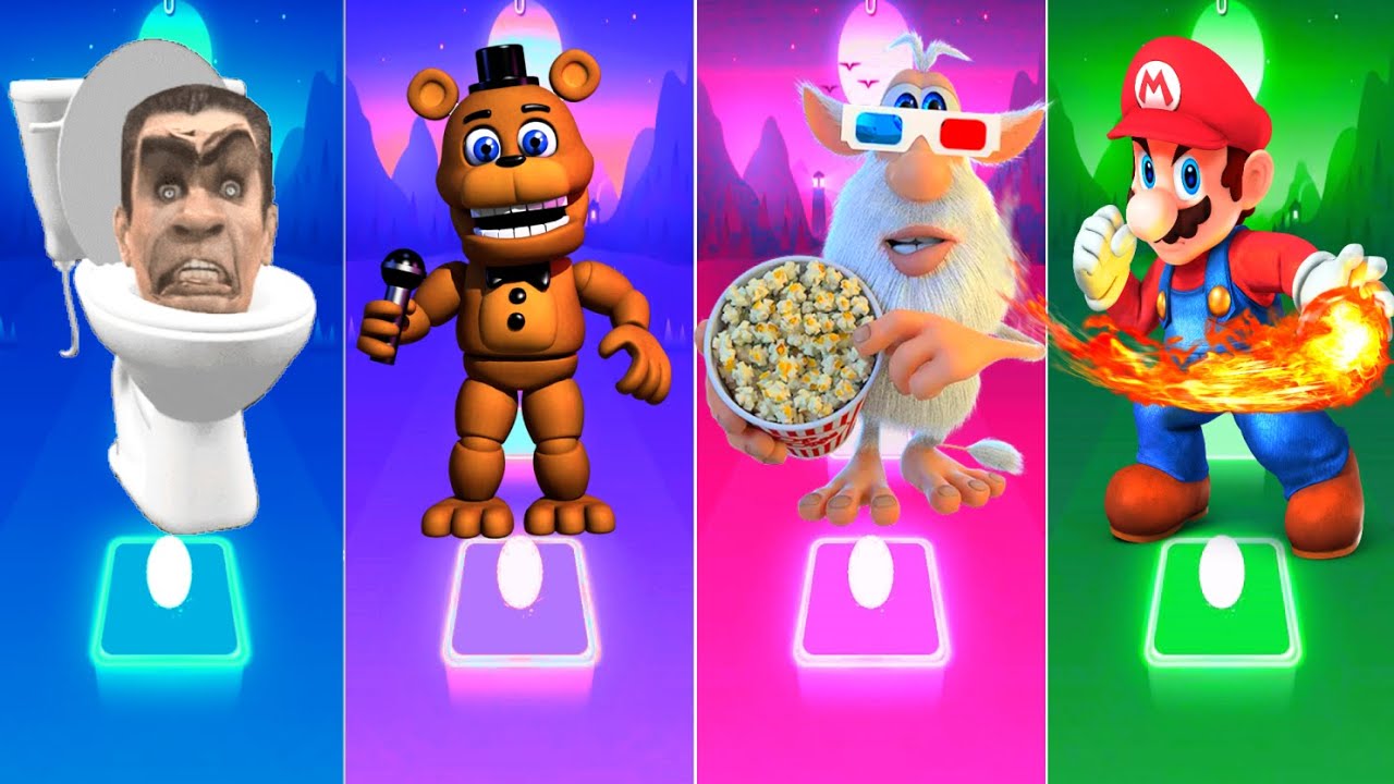 SKIBIDI TOILET 🆚 FREDDY FAZBEAR 🆚 BOOBA 🆚 SUPER MARIO 🎶 TILES HOP 🎶 MUSIC GAMES
